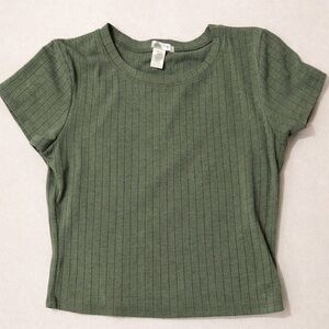 Bozzolo Olive Ribbed Tee